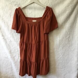 Altar'd State Orange Puff Short Sleeve Dress